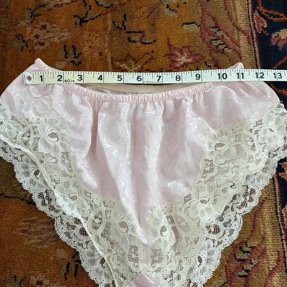 VTG Christian Dior Lingerie Set ILGWU lace patterned baby pink old Hollywood - Picture 12 of 13